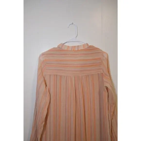 Christy Dawn Riley Maxi Coverup Dress In Salmon Stripe XS Bohemian Beach Gauze - Picture 11 of 16